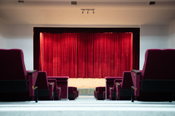 Cinema or theater scene with a curtain.
