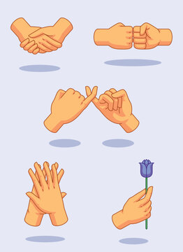 Set of hand gestures for friendship symbol