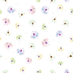 seamless plants pattern background with cute tiny flowers , greeting card or fabric