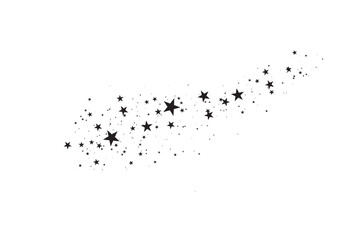 Stars on a white background. Black star shooting with an elegant star.Meteoroid, comet, asteroid, stars.