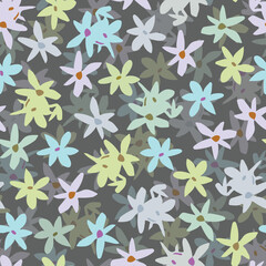 seamless plants pattern background with doodle  tiny flowers , greeting card or fabric