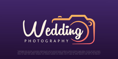 wedding camera photography logo design vector template