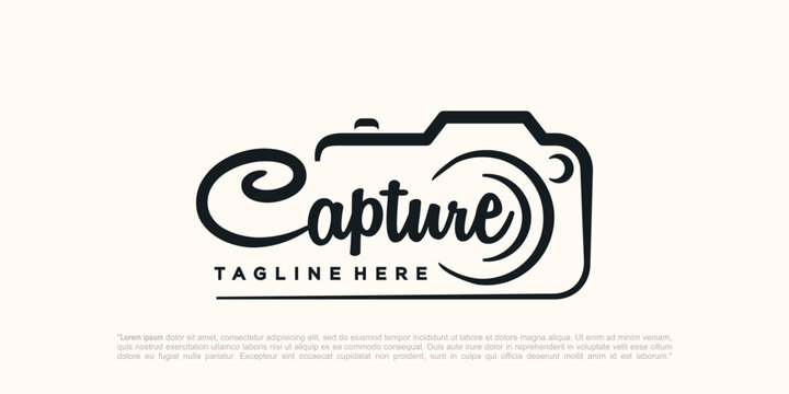 capture photography logo design vector template.