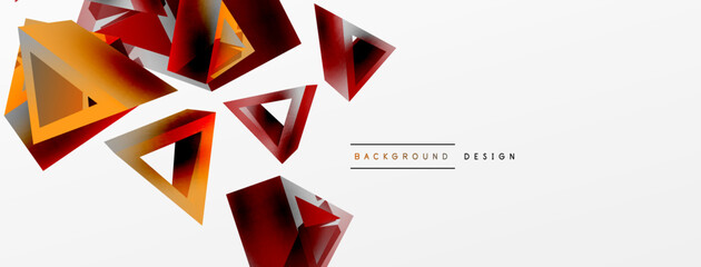 3d triangle abstract background. Basic shape technology or business concept composition. Trendy techno business template for wallpaper, banner, background or landing