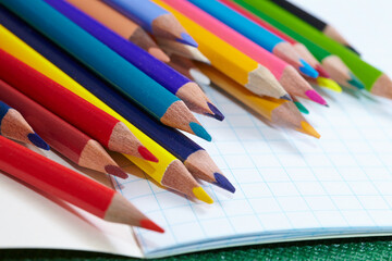 color pencils on the white