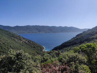 Fototapeta na wymiar View from the hill to the sea in Croatia