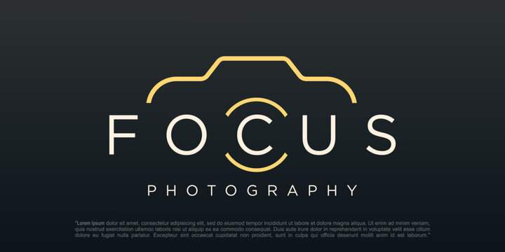 Minimalist logo design photography, lenses, focus and optics.