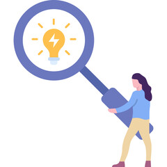 Woman with loupe vector searching idea icon