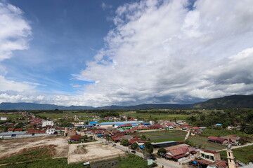Fototapeta na wymiar landscape of a small village desa sariburaja janjimaria balige toba north sumatera