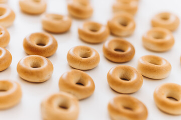 Fresh bagel on white background