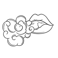 female lips with smoke black and white hand drawn