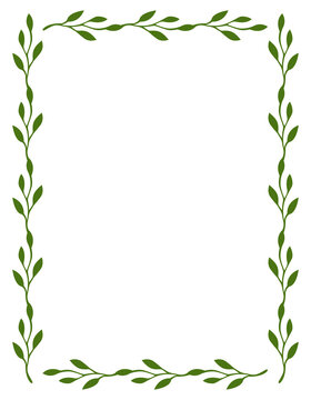 Rectangle border frame design concept of green leaves isolated on white background - vector illustration