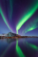 Northern lights over sea