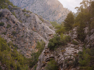 travel to Turkey, Kemer in autumn seasone. famous part of Lycian Way, Goynuk Canyon. Wonderful morning scene of Turkey, Asia. Beauty of nature concept background.