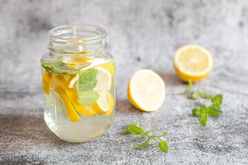 Lemon and mint flavored water