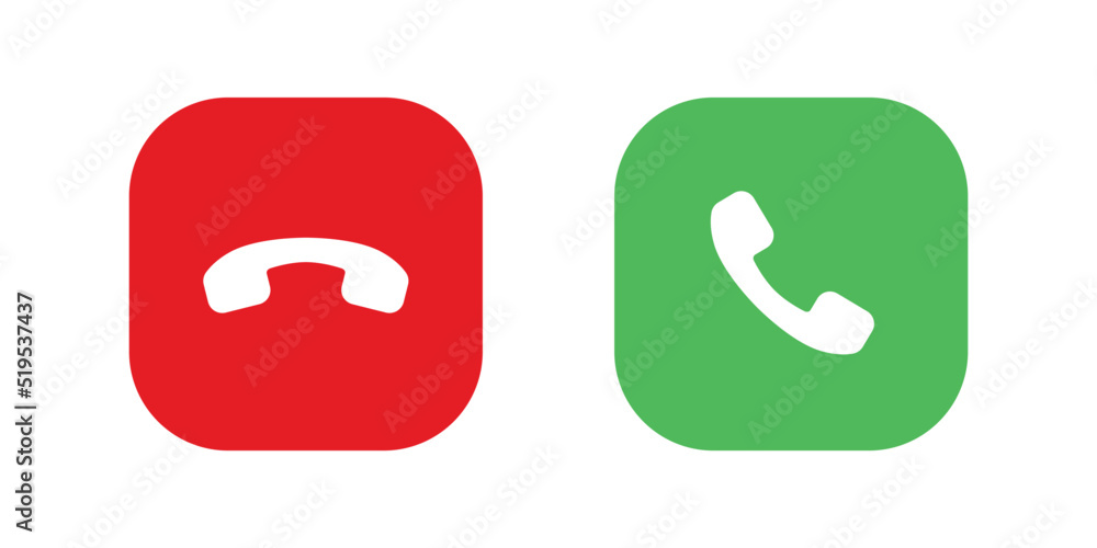 Poster phone call icon. accept calling and decline isolated on square button