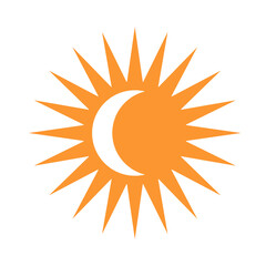 Abstract stylized decorative boho sun sign. Decor for interior decoration, poster, clothing. Flat isolated illustration on white background