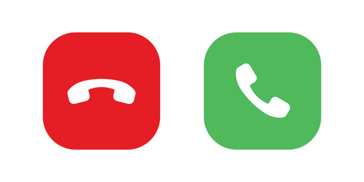 Phone call icon. Accept calling and decline isolated on square button