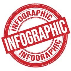 INFOGRAPHIC text written on red round stamp sign