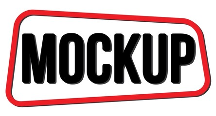 MOCKUP text on red-black trapeze stamp sign.