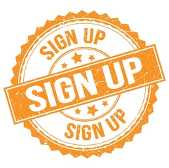 Obraz premium SIGN UP text on orange round stamp sign
