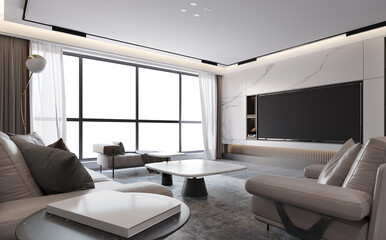 Luxury Interior of living room. 3D illustration