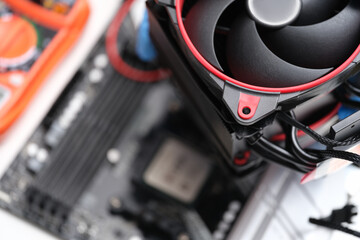 Computer fan on background of computer board