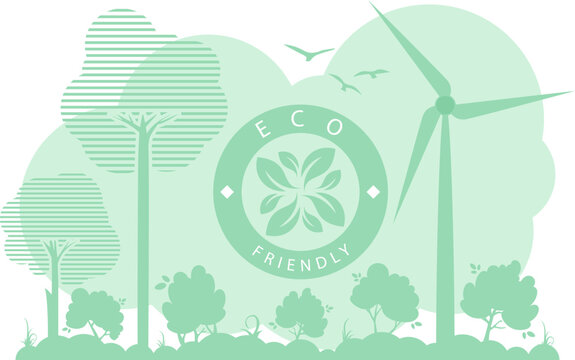 Green Background on the theme of green energy and ECO. Vector.