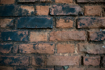 Detailed close-up view of old brick walls at the historical buildings Background Texture 