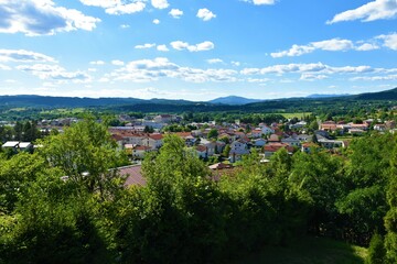 Fototapeta na wymiar View of Ilirska Bistrica town in Notranjska region of Slovenia