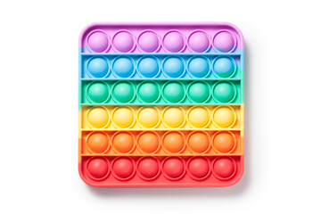 Press the bubbles board isolated on white background, antistress toy for children and adults.