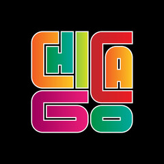 Chicago Typography poster. T-shirt fashion Design. Template for poster, print, banner, flyer.