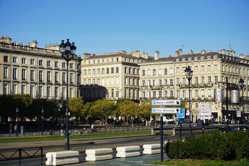 Street view with official buildings in Bordeaux, France