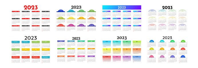 Calendar for 2023 isolated on a white background