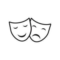 Theater face mask icon, emotion actor comedy and drama symbol