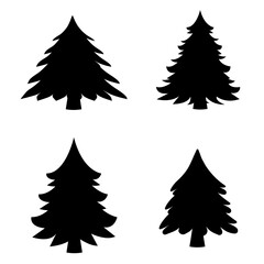 Fototapeta premium Silhouette Christmas trees set. Vector illustration