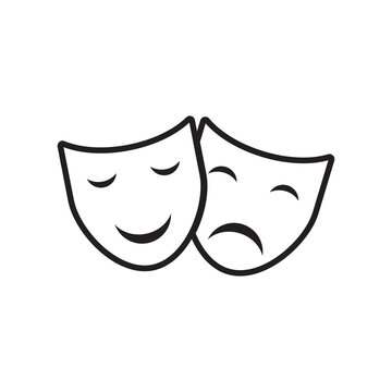 Theater face mask icon, emotion actor comedy and drama symbol