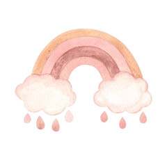 Watercolor boho rainbow. Hand-drawn decoration. High quality illustration