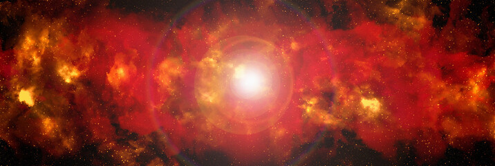 Obraz premium Space background with stardust and shining stars. Realistic cosmos and color nebula. Colorful galaxy. 3d illustration