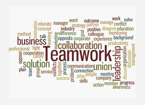 Word Cloud with TEAMWORK concept, isolated on a white background