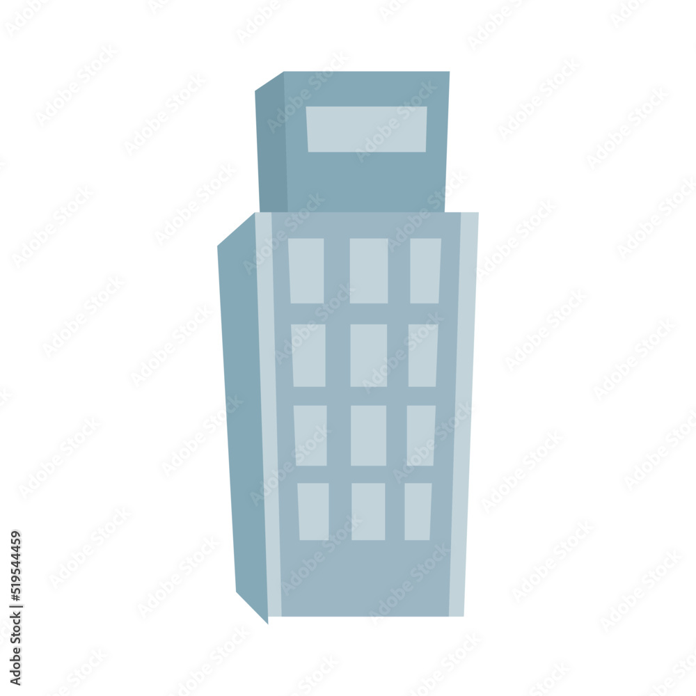 Poster high multistory building semi flat color vector object. city architecture. full sized item on white.