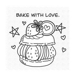 Coloring page for relax with cute makaron.