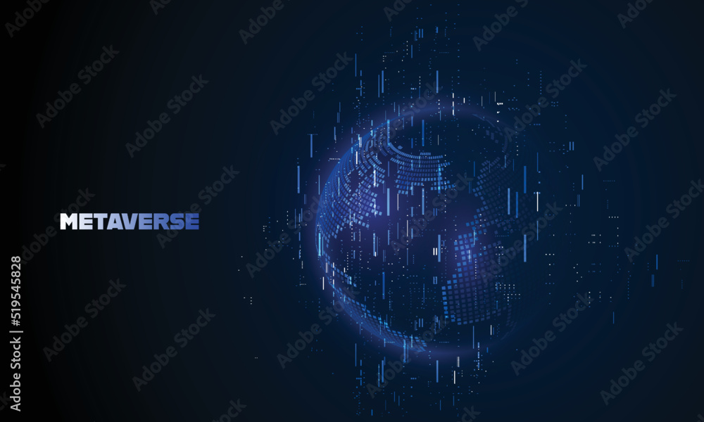 Poster metaverse, virtual reality, augmented reality and blockchain technology, user interface 3d experienc