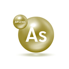 Arsenic molecule models silver green. Ecology and biochemistry concept. Isolated spheres on white background. 3D Vector Illustration.
