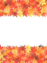 積もったもみじの葉の上下フレーム（タテ）