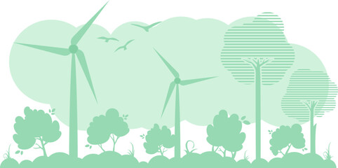 Green Background on the theme of green energy and ECO. Vector.