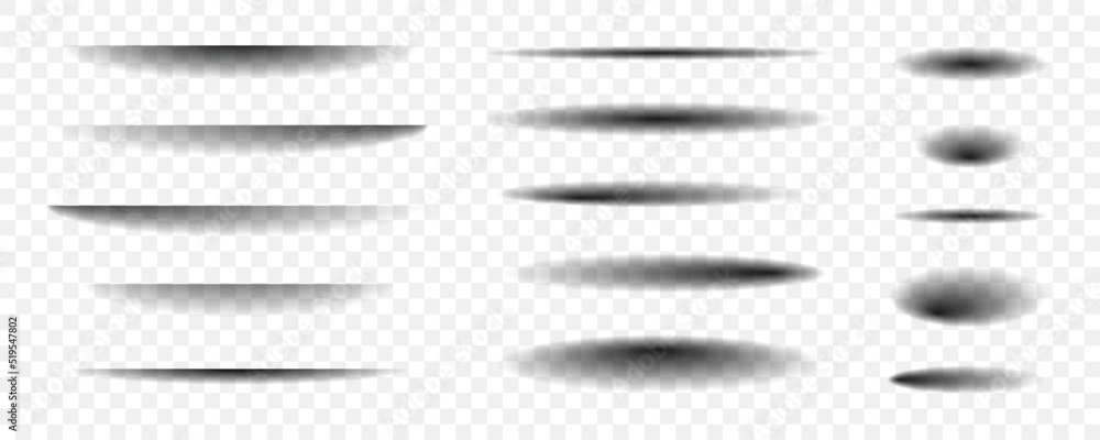 Poster set of realistic shadow effect on transparent background.