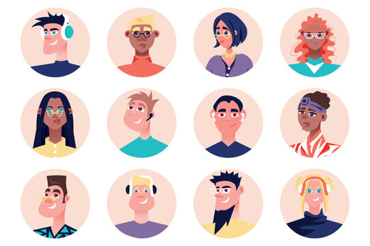 Designers people avatars isolated set. Portraits of female and male mascots working as artists, illustrators and painters in creative studio. Vector illustration with characters in flat cartoon design