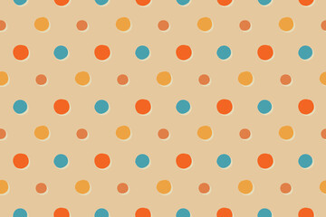 手描き レトロ 水玉 ドット シームレス パターン 07