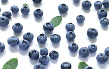 Blueberry blueberries and leaf pattern background isolated